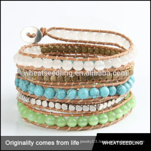 2015 opal beads Rocker Leather Wrap Bracelets